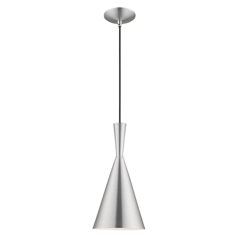 Livex Lighting 41185-66 One Light Mini Pendant, Brushed Aluminum w/ Polished Chromes
