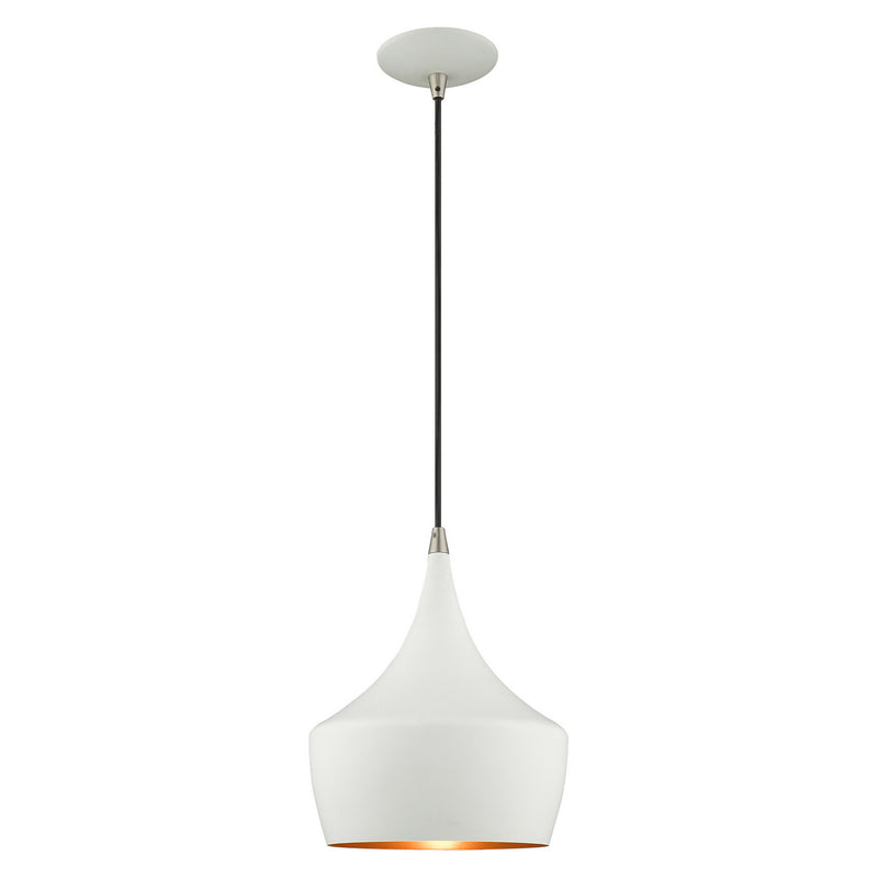 Livex Lighting 41186-03 One Light Mini Pendant, White w/ Brushed Nickels