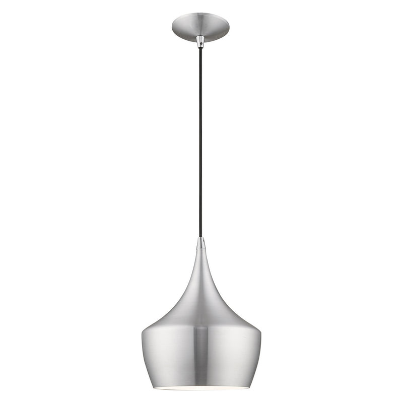 Livex Lighting 41186-66 One Light Mini Pendant, Brushed Aluminum w/ Polished Chromes