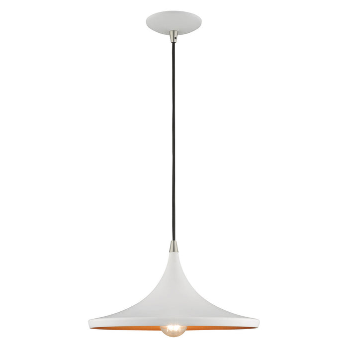Livex Lighting 41187-03 One Light Mini Pendant, White w/ Brushed Nickels