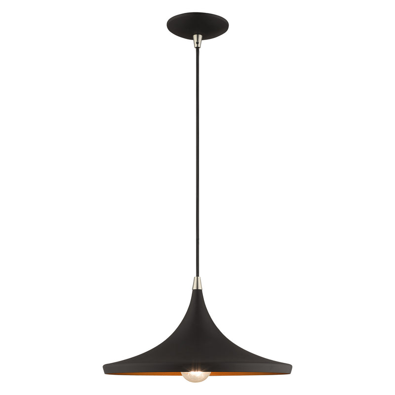 Livex Lighting 41187-04 One Light Mini Pendant, Black w/ Brushed Nickels