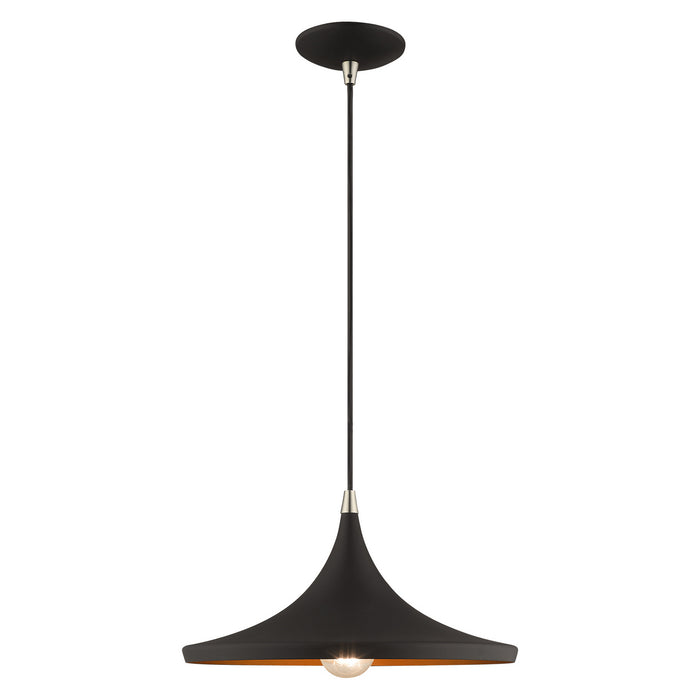 Livex Lighting 41187-04 One Light Mini Pendant, Black w/ Brushed Nickels