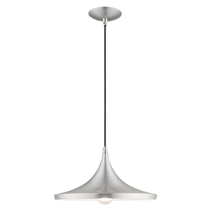 Livex Lighting 41187-66 One Light Mini Pendant, Brushed Aluminum w/ Polished Chromes