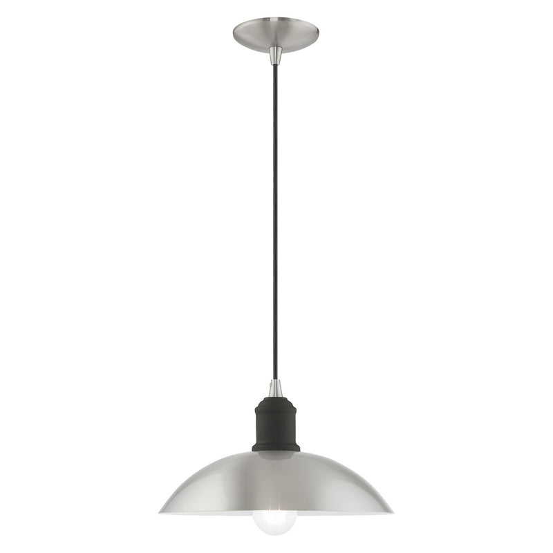 Livex Lighting 41193-91 One Light Mini Pendant, Brushed Nickel w/ Bronze