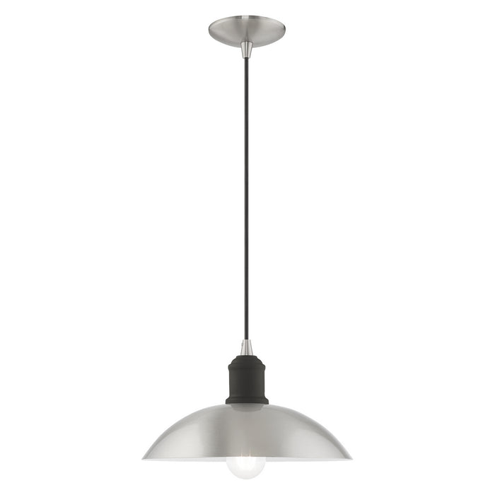 Livex Lighting 41193-91 One Light Mini Pendant, Brushed Nickel w/ Bronze