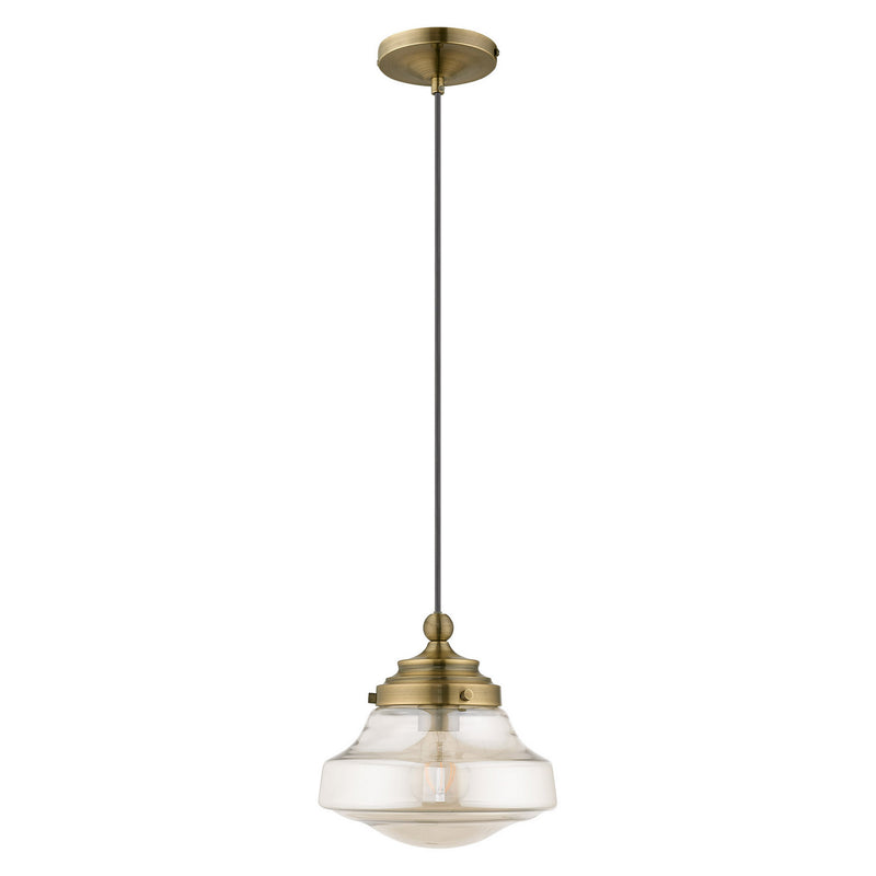 Livex Lighting 41223-01 One Light Mini Pendant, Antique Brass