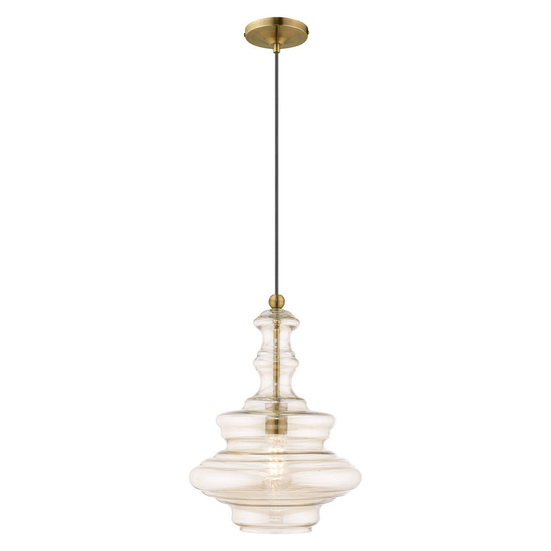 Livex Lighting 41224-01 One Light Mini Pendant, Antique Brass