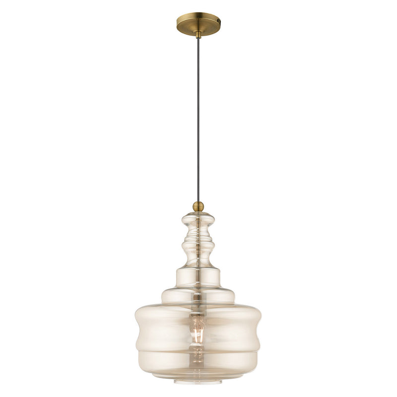 Livex Lighting 41225-01 One Light Mini Pendant, Antique Brass