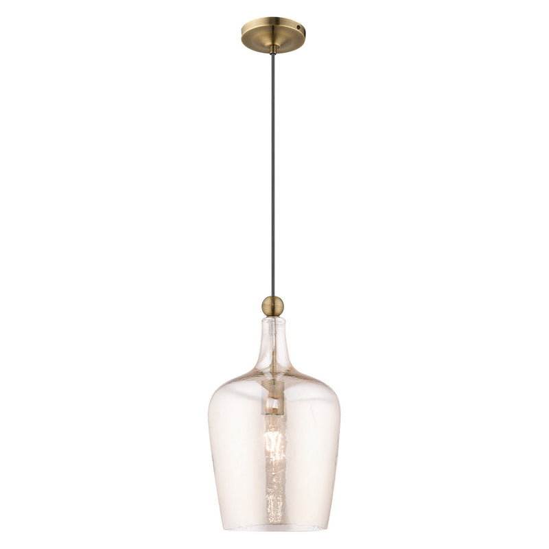 Livex Lighting 41226-01 One Light Mini Pendant, Antique Brass