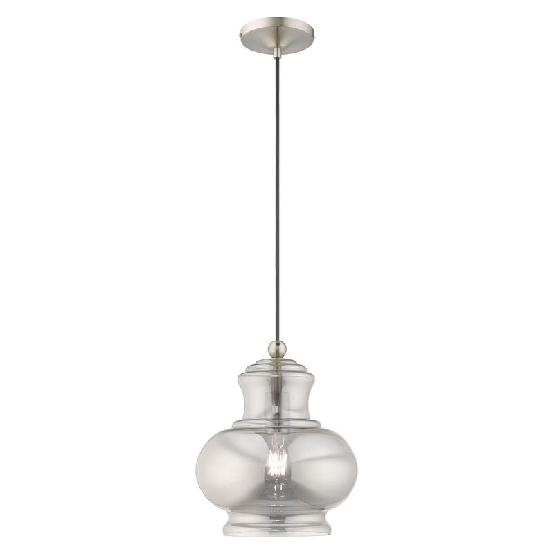 Livex Lighting 41243-91 One Light Mini Pendant, Brushed Nickel