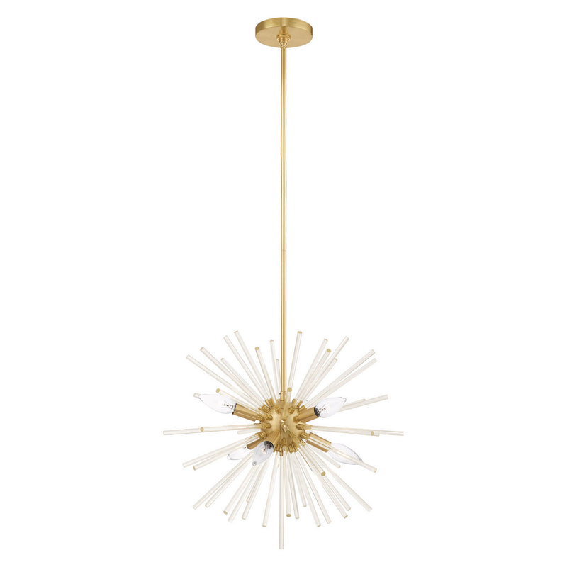 Livex Lighting 41254-12 Six Light Pendant, Satin Brass