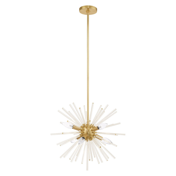 Livex Lighting 41254-12 Six Light Pendant, Satin Brass