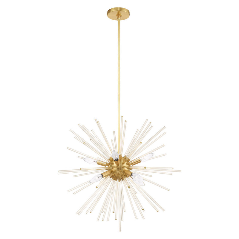 Livex Lighting 41256-12 Eight Light Pendant, Satin Brass