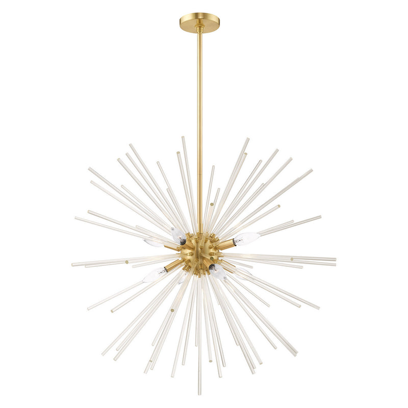 Livex Lighting 41258-12 Eight Light Pendant, Satin Brass