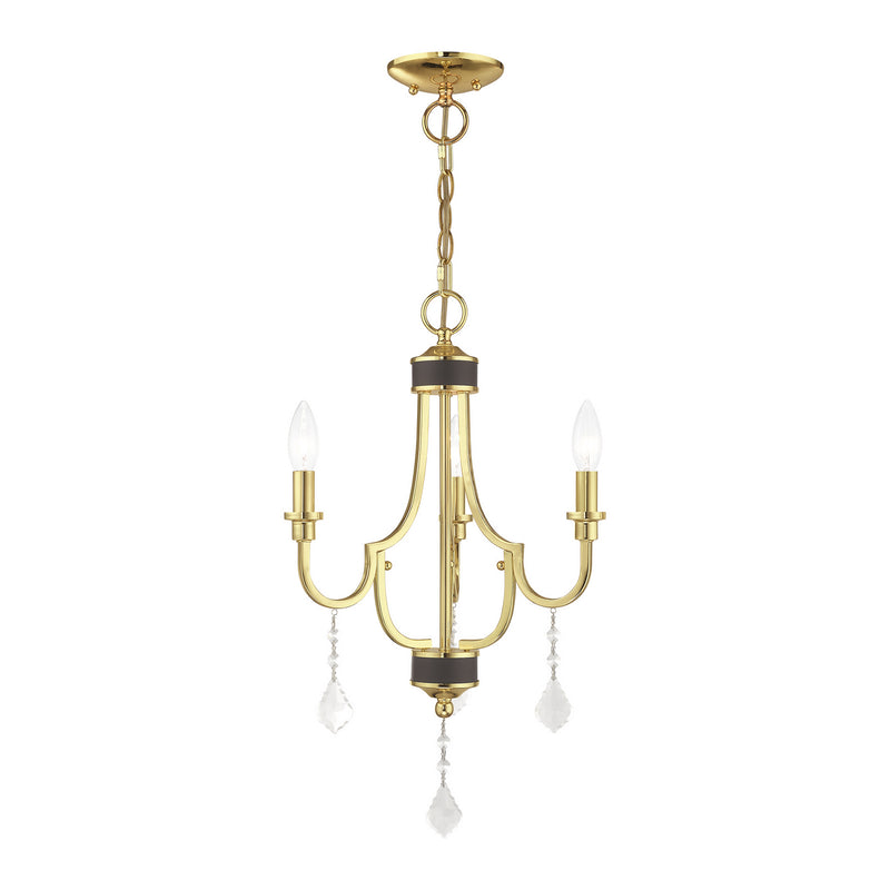 Livex Lighting 41273-02 Three Light Mini Chandelier, Polished Brass w/ Bronzes