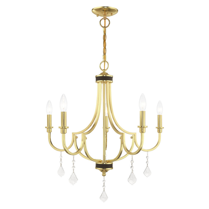 Livex Lighting 41275-02 Five Light Chandelier, Polished Brass w/ Bronzes