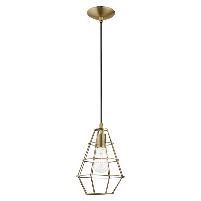 Livex Lighting 41322-01 One Light Mini Pendant, Antique Brass