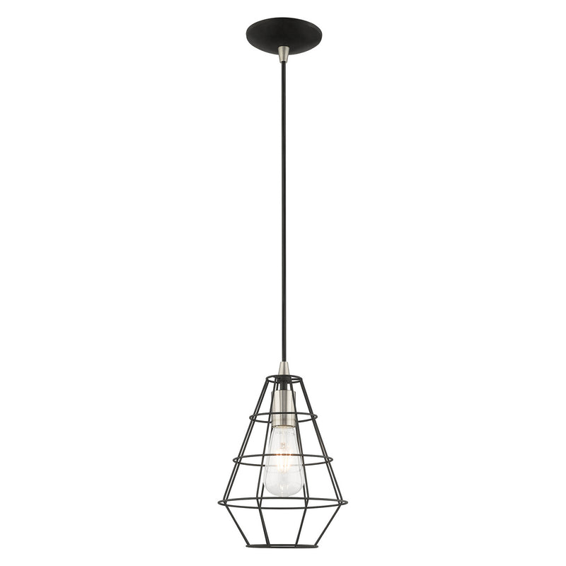 Livex Lighting 41322-04 One Light Mini Pendant, Black w/ Brushed Nickels