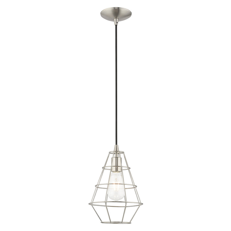 Livex Lighting 41322-91 One Light Mini Pendant, Brushed Nickel