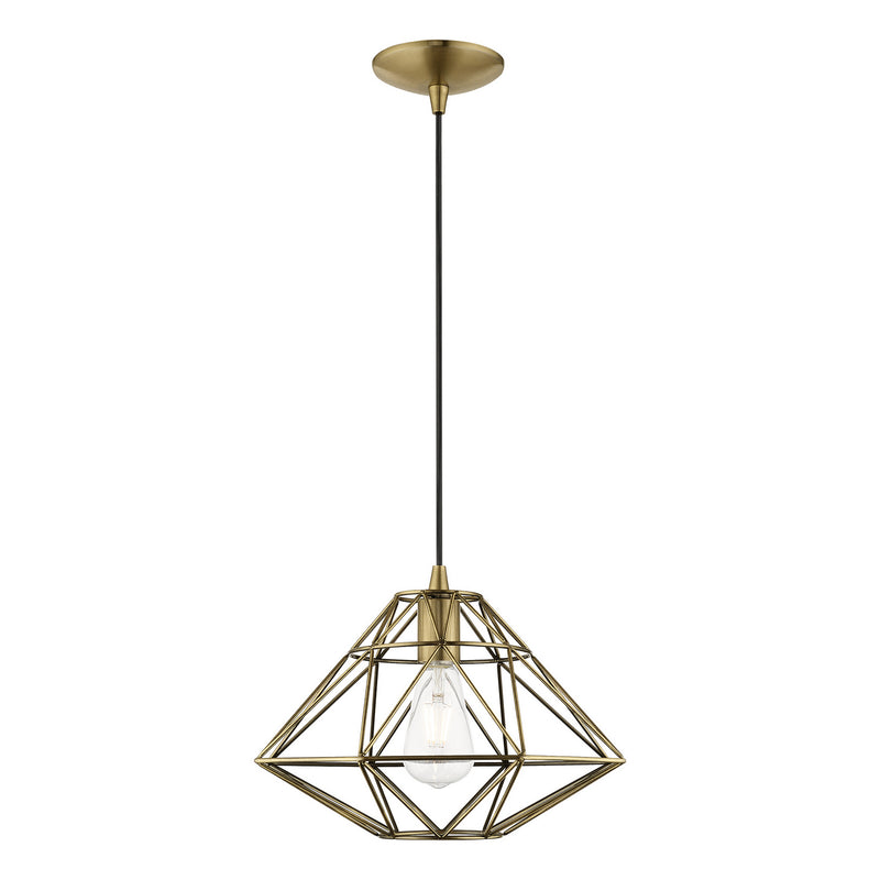Livex Lighting 41323-01 One Light Mini Pendant, Antique Brass