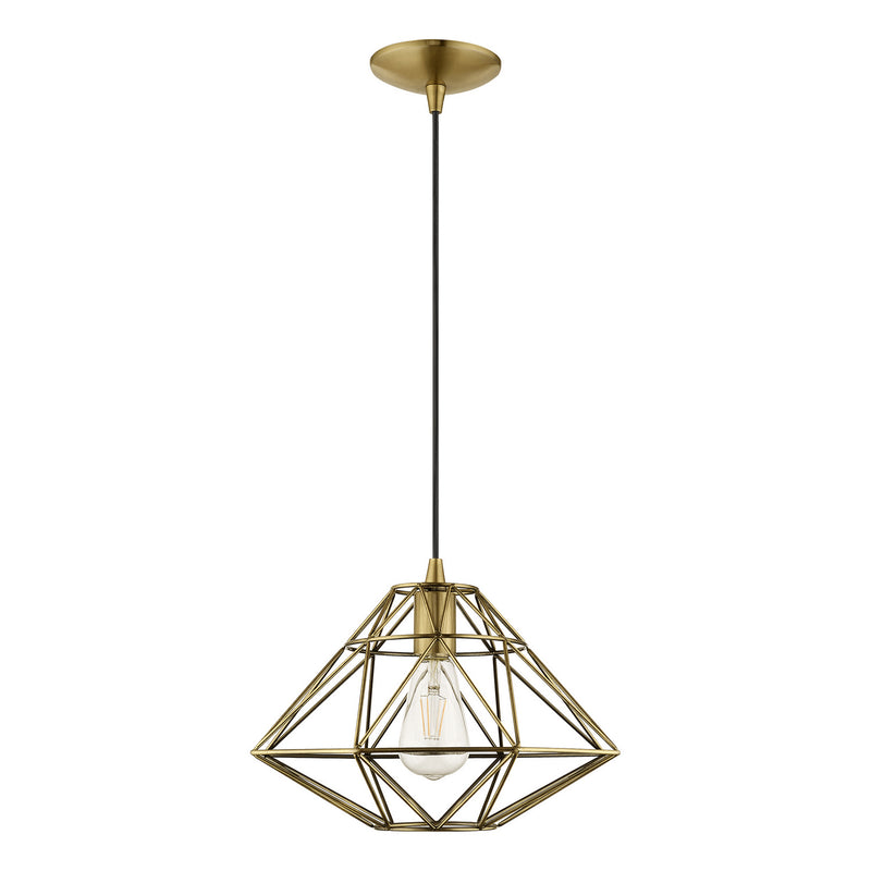Livex Lighting 41323-01 One Light Mini Pendant, Antique Brass