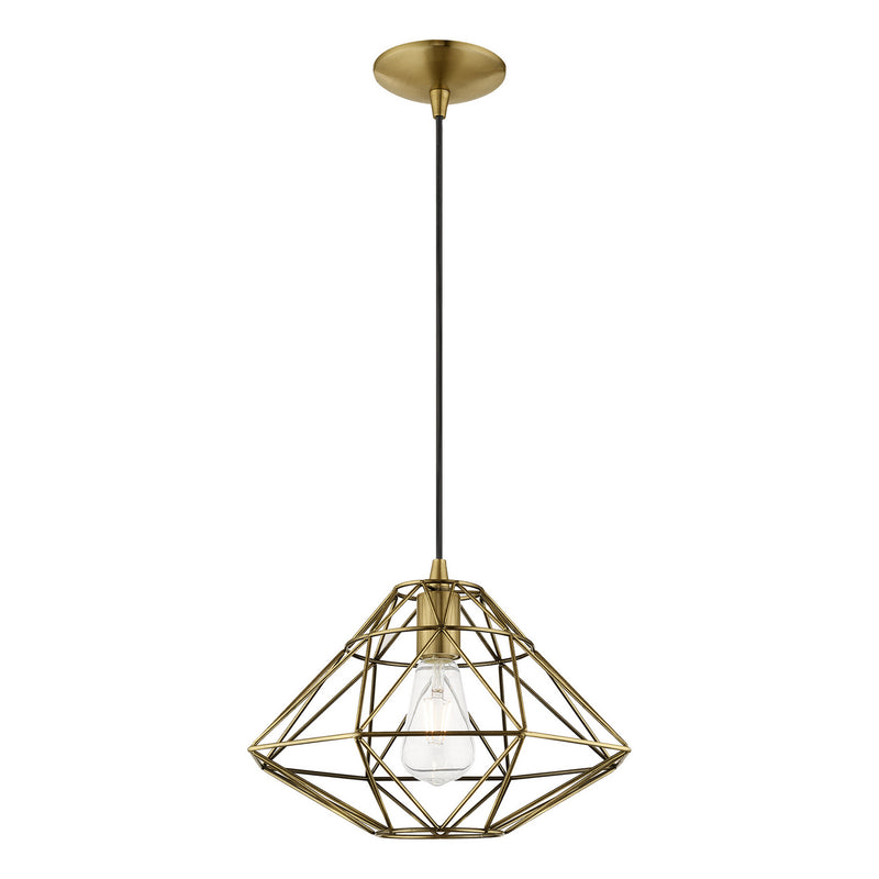Livex Lighting 41323-01 One Light Mini Pendant, Antique Brass