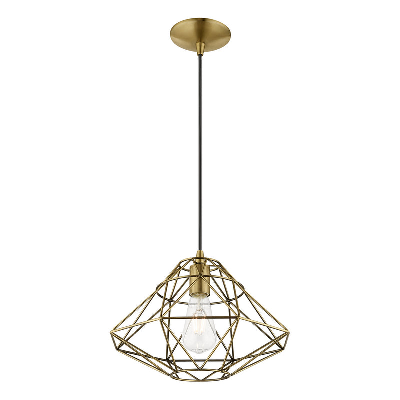 Livex Lighting 41323-01 One Light Mini Pendant, Antique Brass