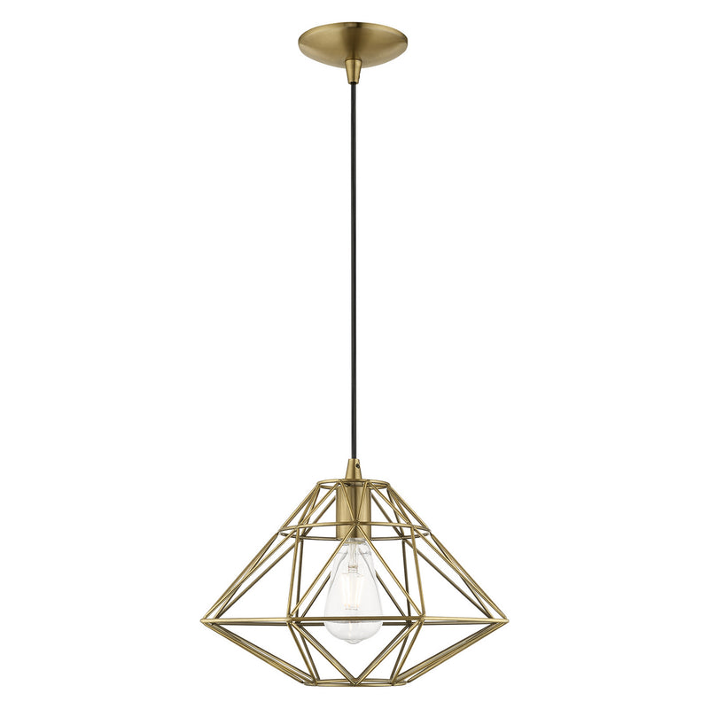 Livex Lighting 41323-01 One Light Mini Pendant, Antique Brass