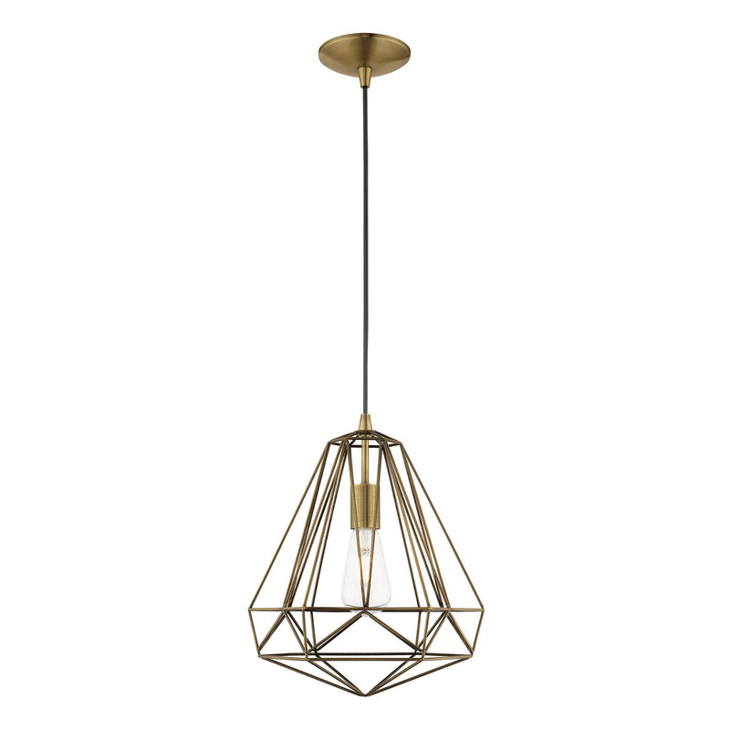 Livex Lighting 41324-01 One Light Mini Pendant, Antique Brass