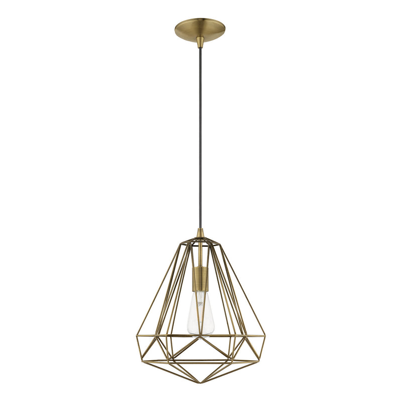 Livex Lighting 41324-01 One Light Mini Pendant, Antique Brass