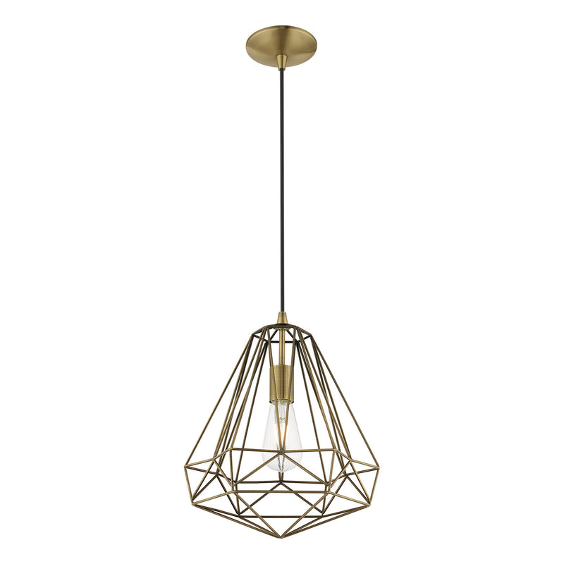 Livex Lighting 41324-01 One Light Mini Pendant, Antique Brass