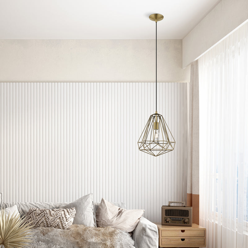 Livex Lighting 41324-01 One Light Mini Pendant, Antique Brass