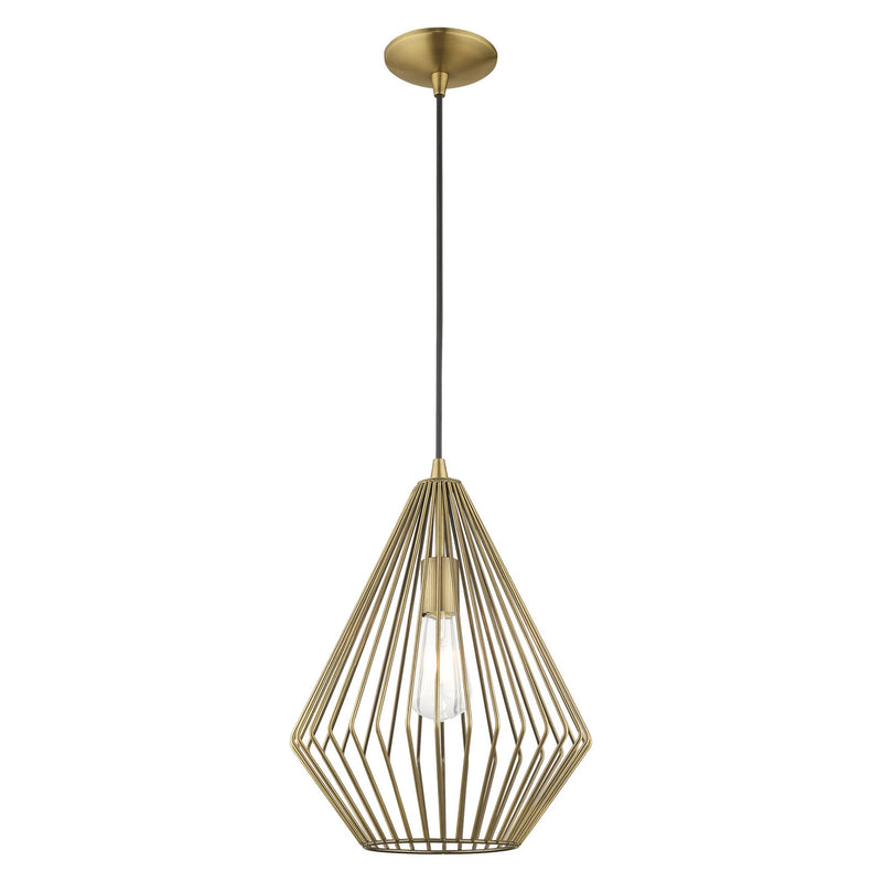 Livex Lighting 41325-01 One Light Mini Pendant, Antique Brass