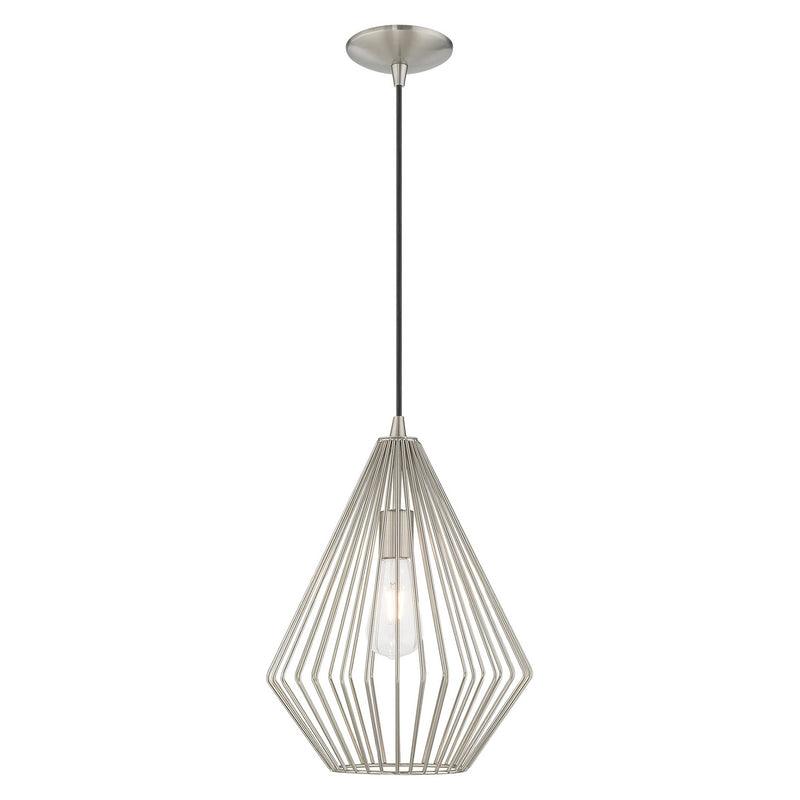 Livex Lighting 41325-91 One Light Mini Pendant, Brushed Nickel