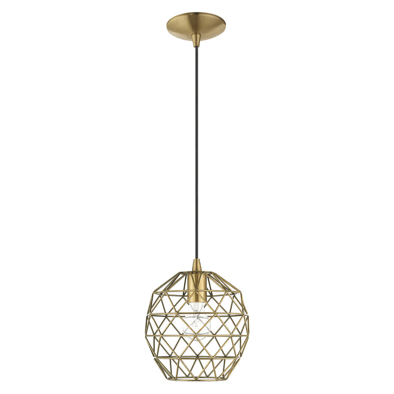 Livex Lighting 41326-01 One Light Mini Pendant, Antique Brass