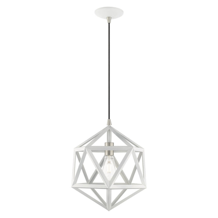 Livex Lighting 41328-03 One Light Mini Pendant, White w/ Brushed Nickels