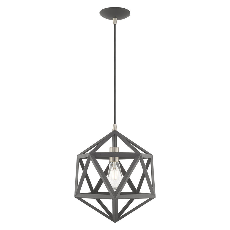 Livex Lighting 41328-76 One Light Mini Pendant, Scandinavian Gray w/ Brushed Nickels