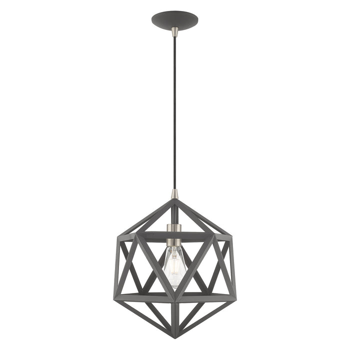 Livex Lighting 41328-76 One Light Mini Pendant, Scandinavian Gray w/ Brushed Nickels