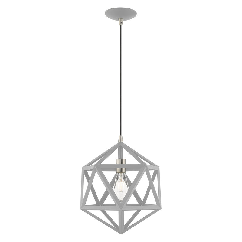 Livex Lighting 41328-80 One Light Mini Pendant, Nordic Gray w/ Brushed Nickels