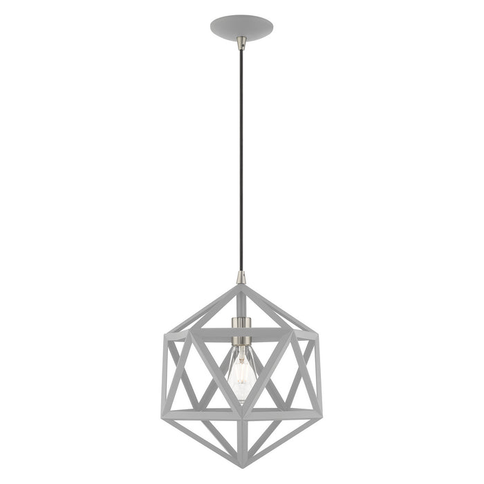Livex Lighting 41328-80 One Light Mini Pendant, Nordic Gray w/ Brushed Nickels