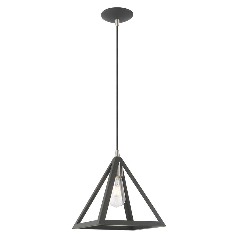 Livex Lighting 41329-76 One Light Mini Pendant, Scandinavian Gray w/ Brushed Nickels