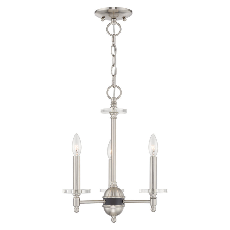 Livex Lighting 42703-91 Three Light Mini Chandelier, Brushed Nickel w/ Bronze