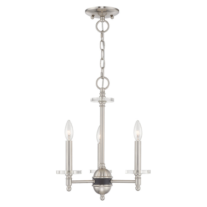 Livex Lighting 42703-91 Three Light Mini Chandelier, Brushed Nickel w/ Bronze