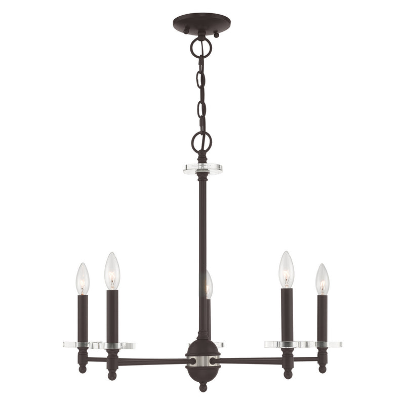 Livex Lighting 42705-07 Five Light Chandelier, Bronze w/ Brushed Nickel