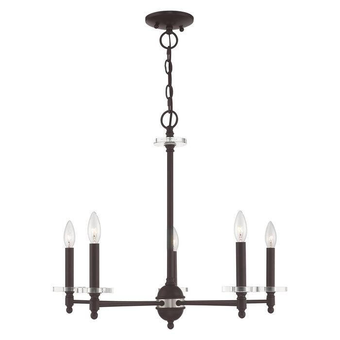 Livex Lighting 42705-07 Five Light Chandelier, Bronze w/ Brushed Nickel