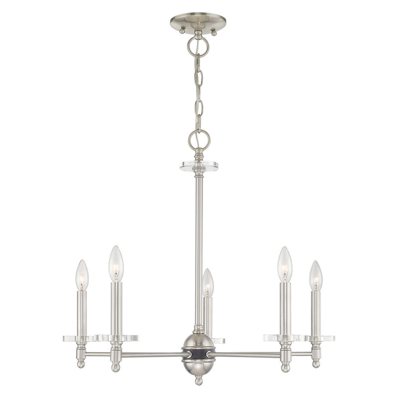 Livex Lighting 42705-91 Five Light Chandelier, Brushed Nickel w/ Bronze
