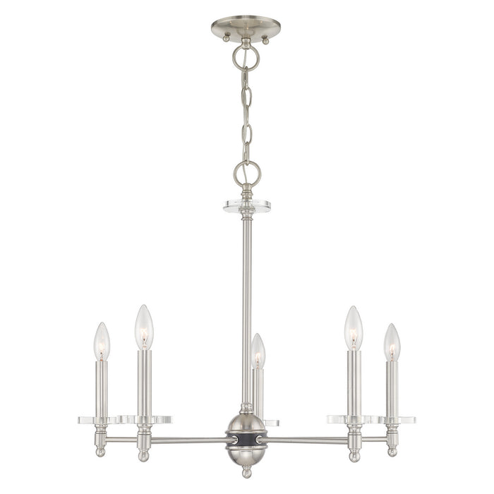Livex Lighting 42705-91 Five Light Chandelier, Brushed Nickel w/ Bronze