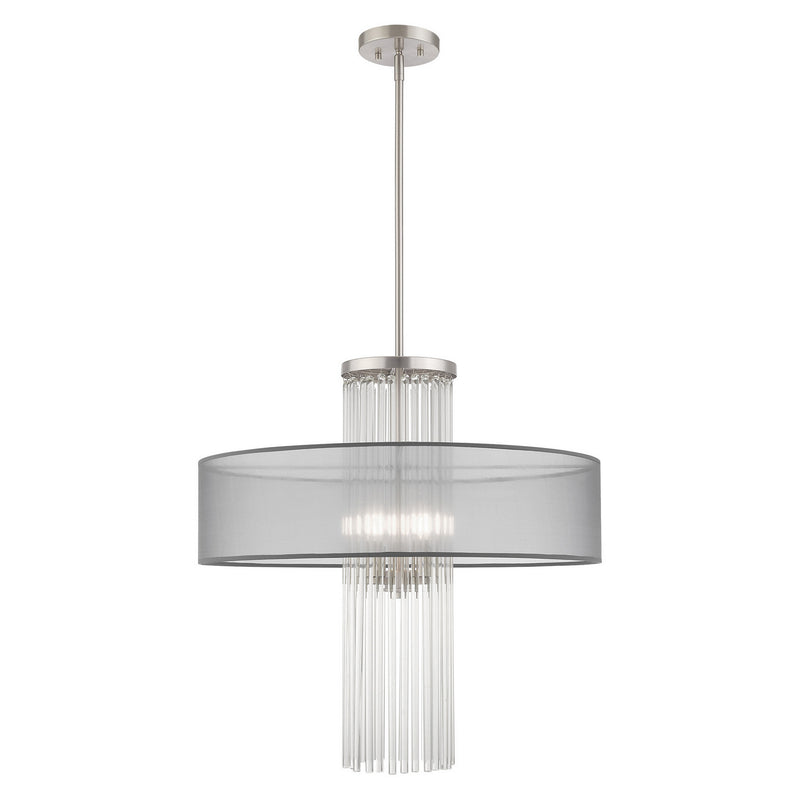 Livex Lighting 42805-91 Four Light Pendant, Brushed Nickel