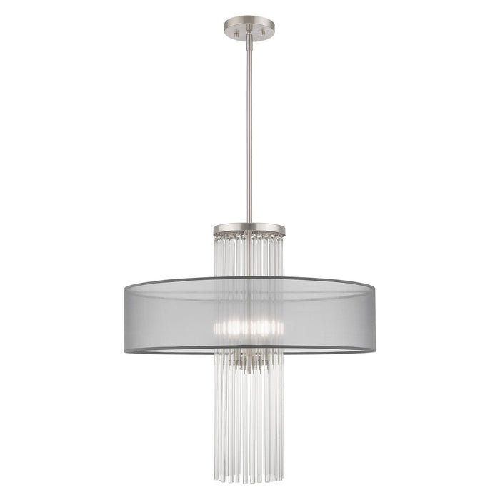 Livex Lighting 42805-91 Four Light Pendant, Brushed Nickel