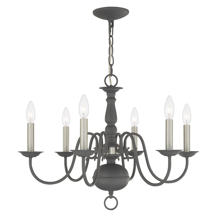 Livex Lighting 5006-76 Six Light Chandelier, Scandinavian Gray w/ Brushed Nickels